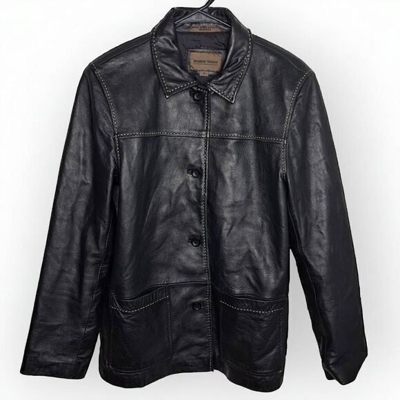 Brandon Thomas Vintage 90s Leather Coat size Medium - Picture 1 of 7